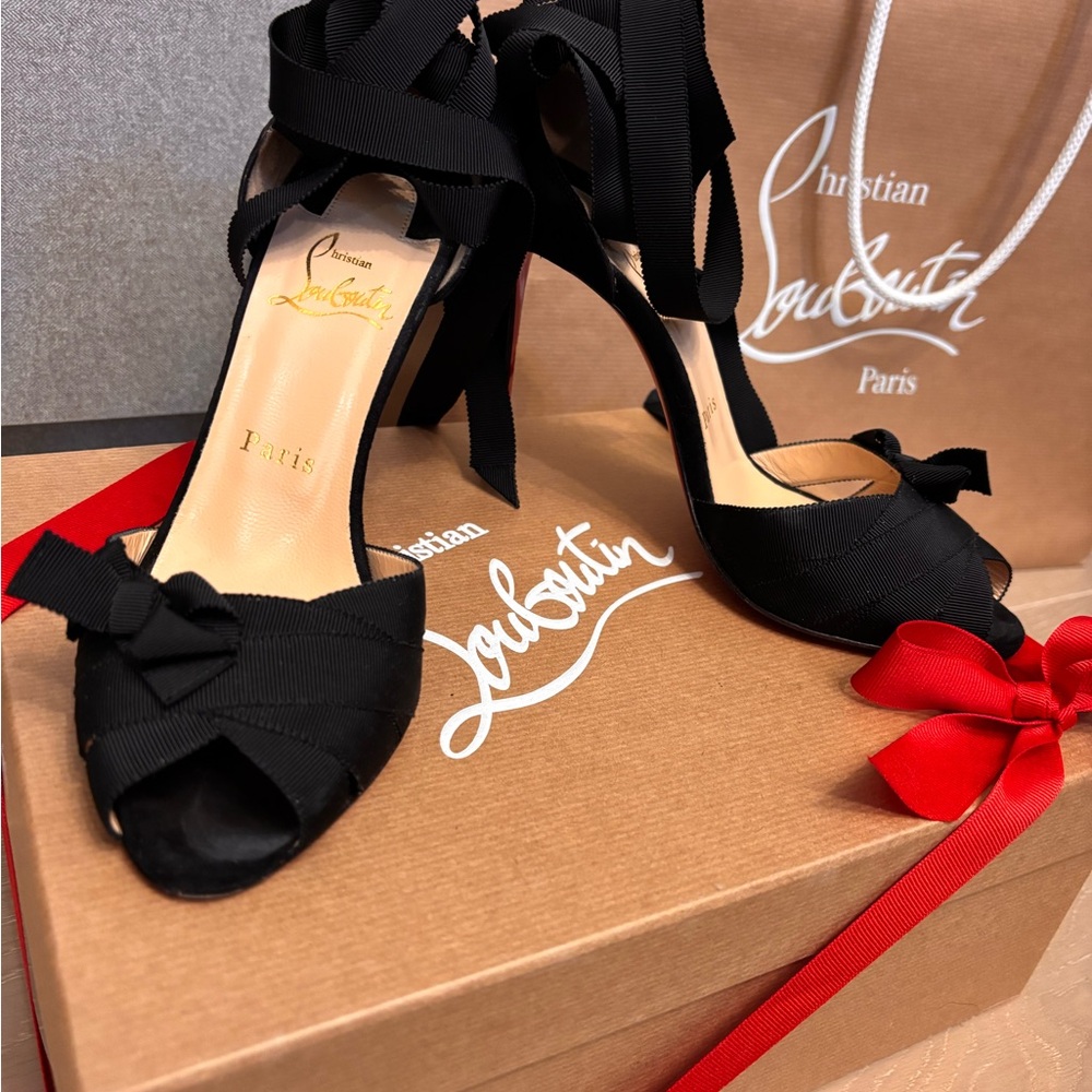 Christian Louboutin Black Ribbon Heels